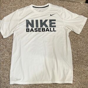 Nike Men's White Gray W/ Black speckled Nike Baseball Tee Dri-Fit Large